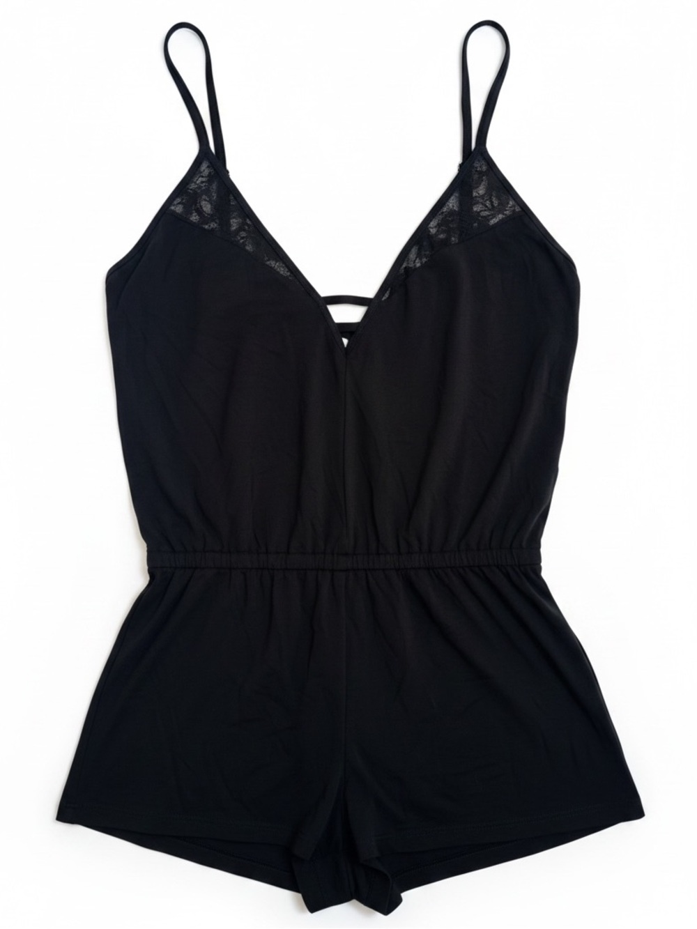 Cosabella Black Lace Trim Romper Made in Italy Size Small